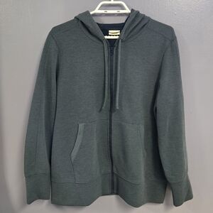 L.L. Bean Mountainside Micro Waffle Full-Zip Sweater Blue Women's Size L REG